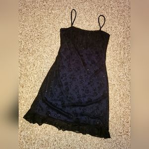 Candy Rocket Black & Purple with Glitter Rose Cocktail Dress